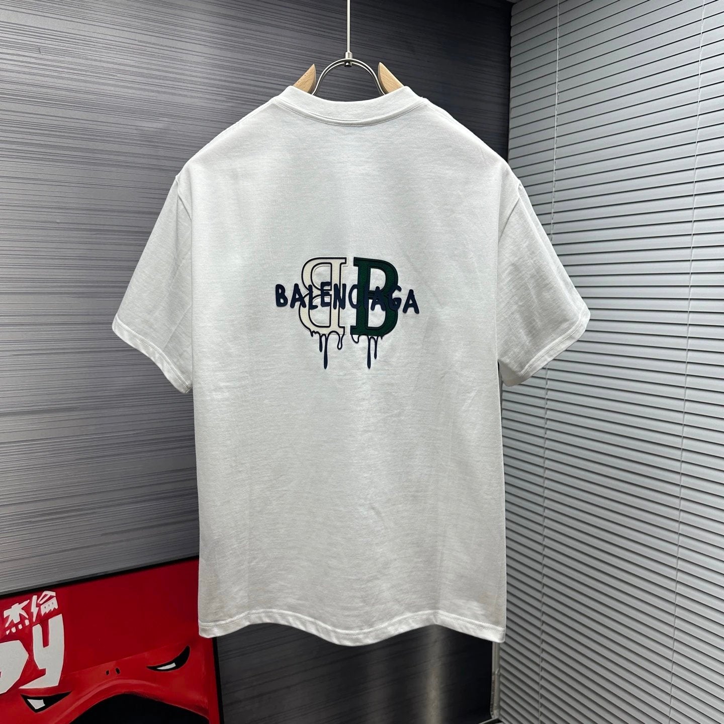 Balenciaga T-shirt Back Fleece Three-Dimensional Pressed Glue logo round Neck Short Sleeve25ss New Pure Cotton Unisex Style T T-shirt OS Loose Fit Base Shirt Top Half Sleeve T-Shirt