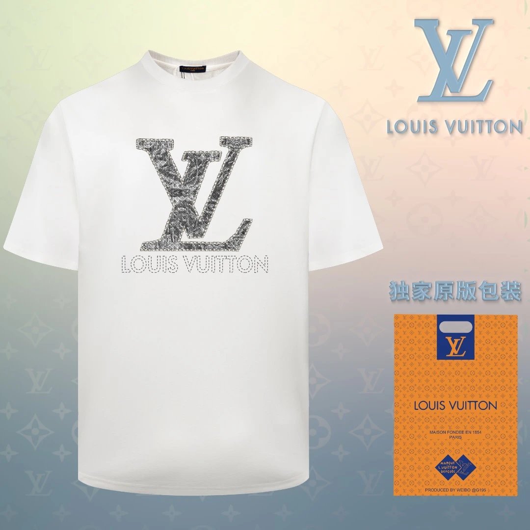 Louis Vuitton LV T-shirt Presbyopia in the chest area LOGO Printed round Neck Short Sleeve25ss New Pure Cotton Unisex Style T T-shirt OS Loose Fit Base Shirt Short Sleeve Top T-Shirt
