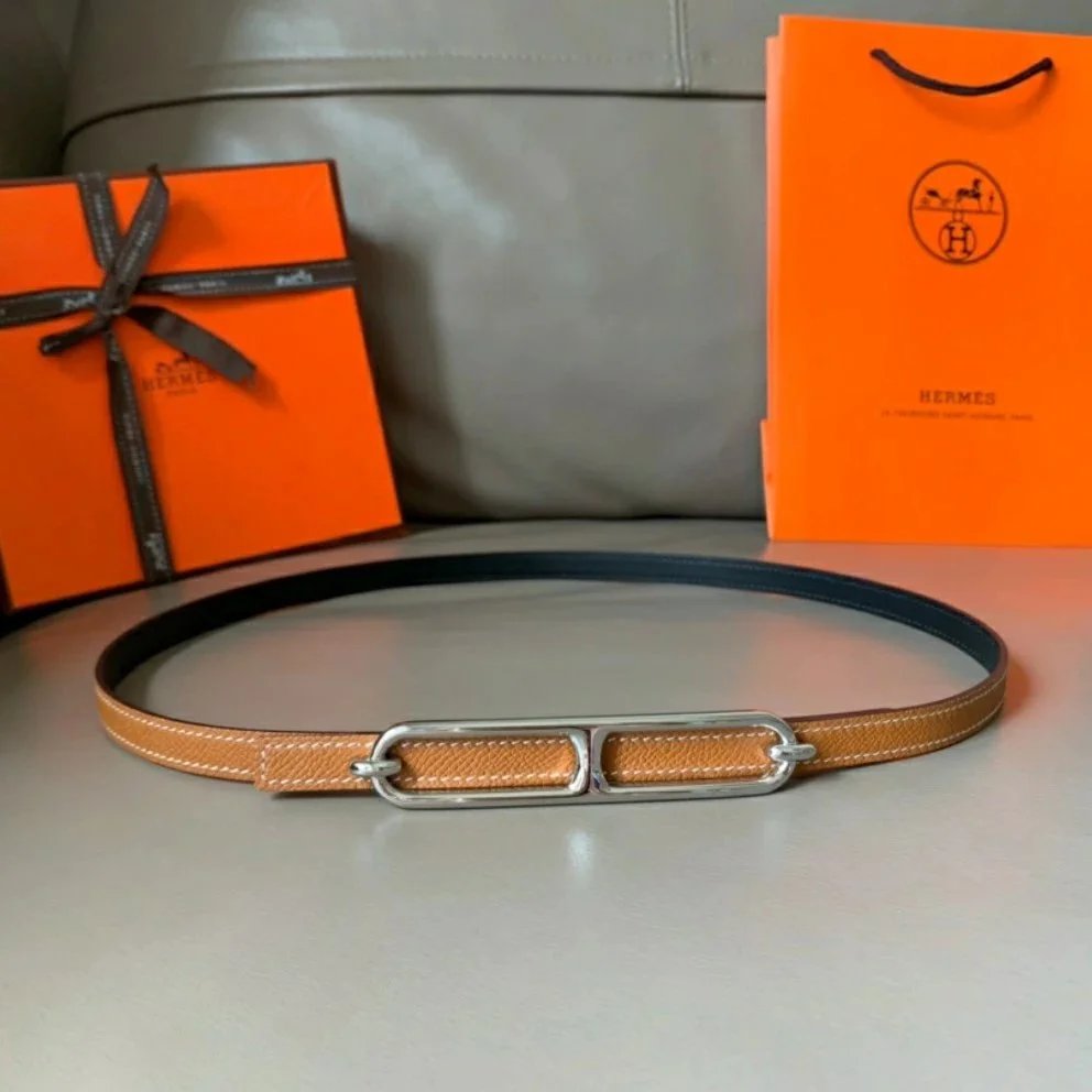Hermes Belt Top version Women's Leather Belt Fashion All-Matching Women's Thin Belt Internet Celebrity Same Style Dress Belt