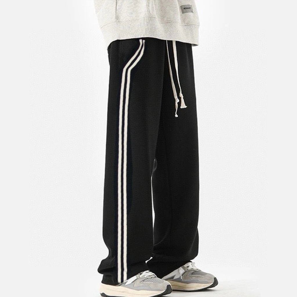 Maison Margiela Sweatpants Striped Webbing Number Patch Embroidery Couple Loose Casual Straight Sweatpants Long Pants Unisex