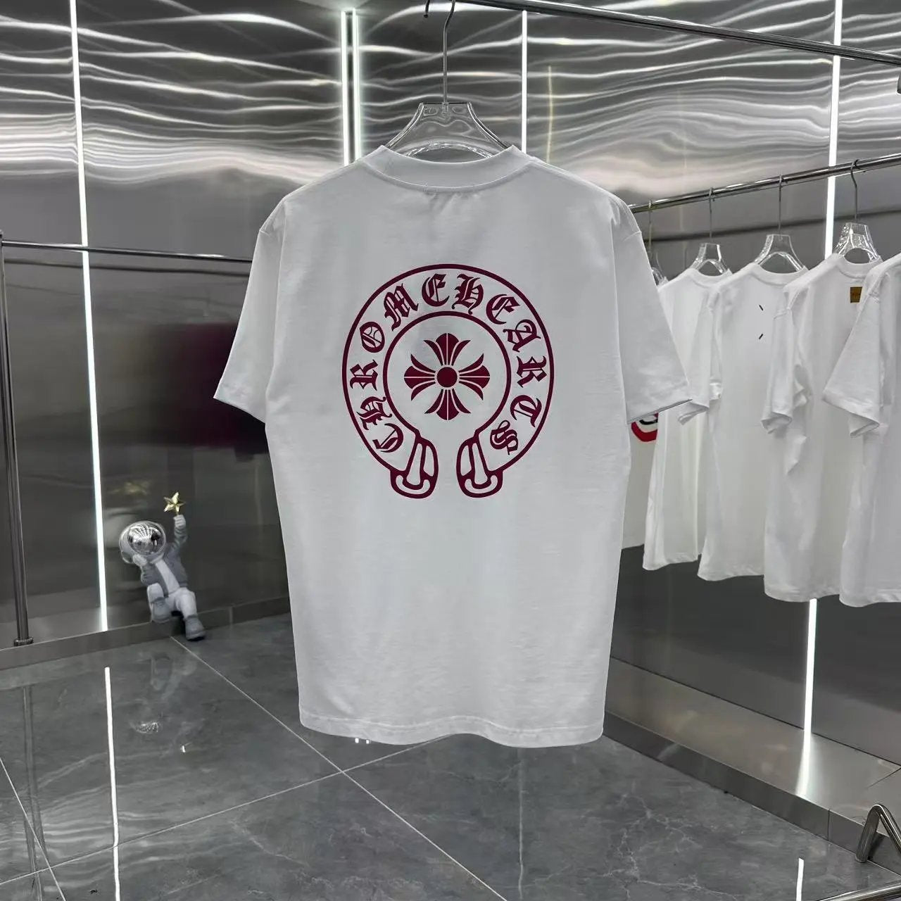 Chrome Hearts T-shirt Back with Sanskrit Script Print logo round Neck Short Sleeve25ss New Pure Cotton Unisex Style T T-shirt OS Loose Fit Base Shirt Top Half Sleeve T-Shirt