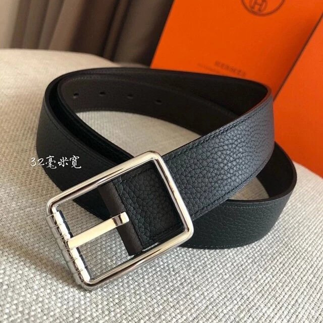 Hermes Belt Top version Double-Sided Imported First Layer Leather Belt Double-Sided Available Genuine Leather for Men and Women Belt Business Casual All-Match Pant Belt3.2Centimeter Wide