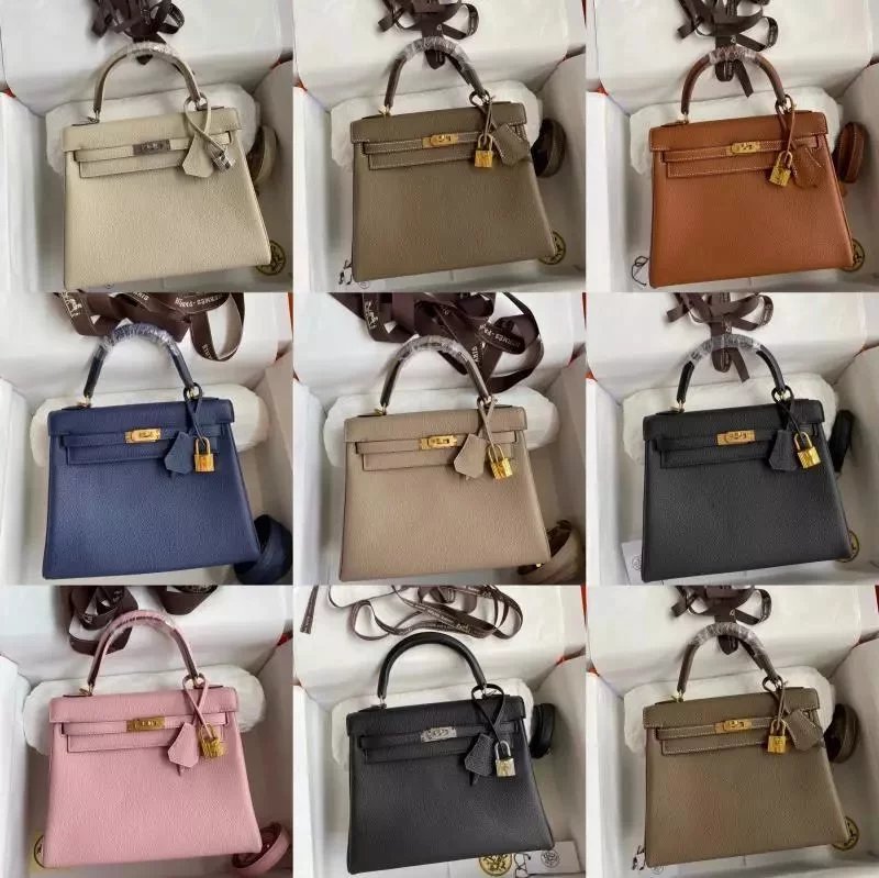 Hermes women's bag Top version Women's Bag Women's Bag Handbag Shoulder Bag Messenger Bag Kelly25cm28cmKellytogo Cowhide Wax Line Hand Sewing