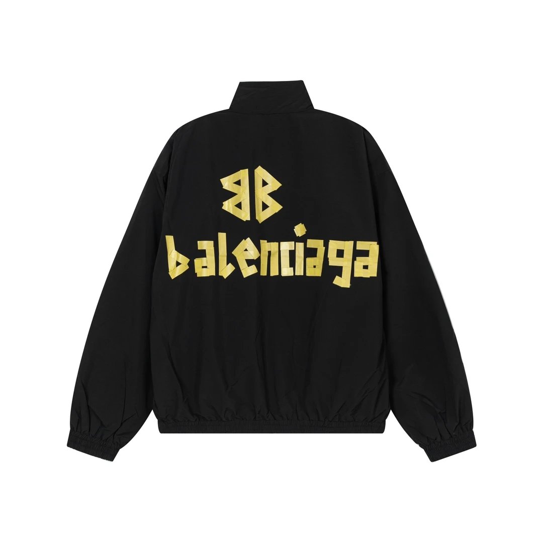 Balenciaga Jackets 3D Tape Letters LOGO Printed Stand Collar Jacket Casual Loose Versatile Cardigan Sportswear os Unisex Style24ss Autumn and Winter New Products
