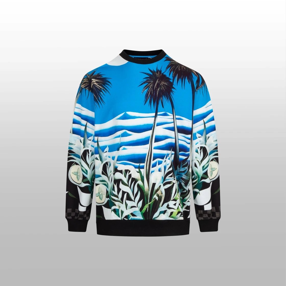 Louis Vuitton LV Hoodie Coconut Tree logo Round Neck Sweatshirt Jacket Pullover Long Sleeve Base Shirt Top Unisex Sports Casual OS Loose fit