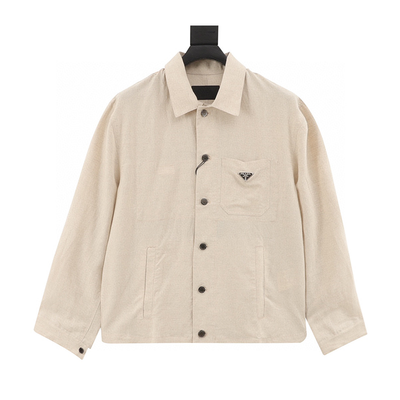 PRADA Shirt Qian Brai Pocket Long Sleeve Shirt Jacket for Men and Women
