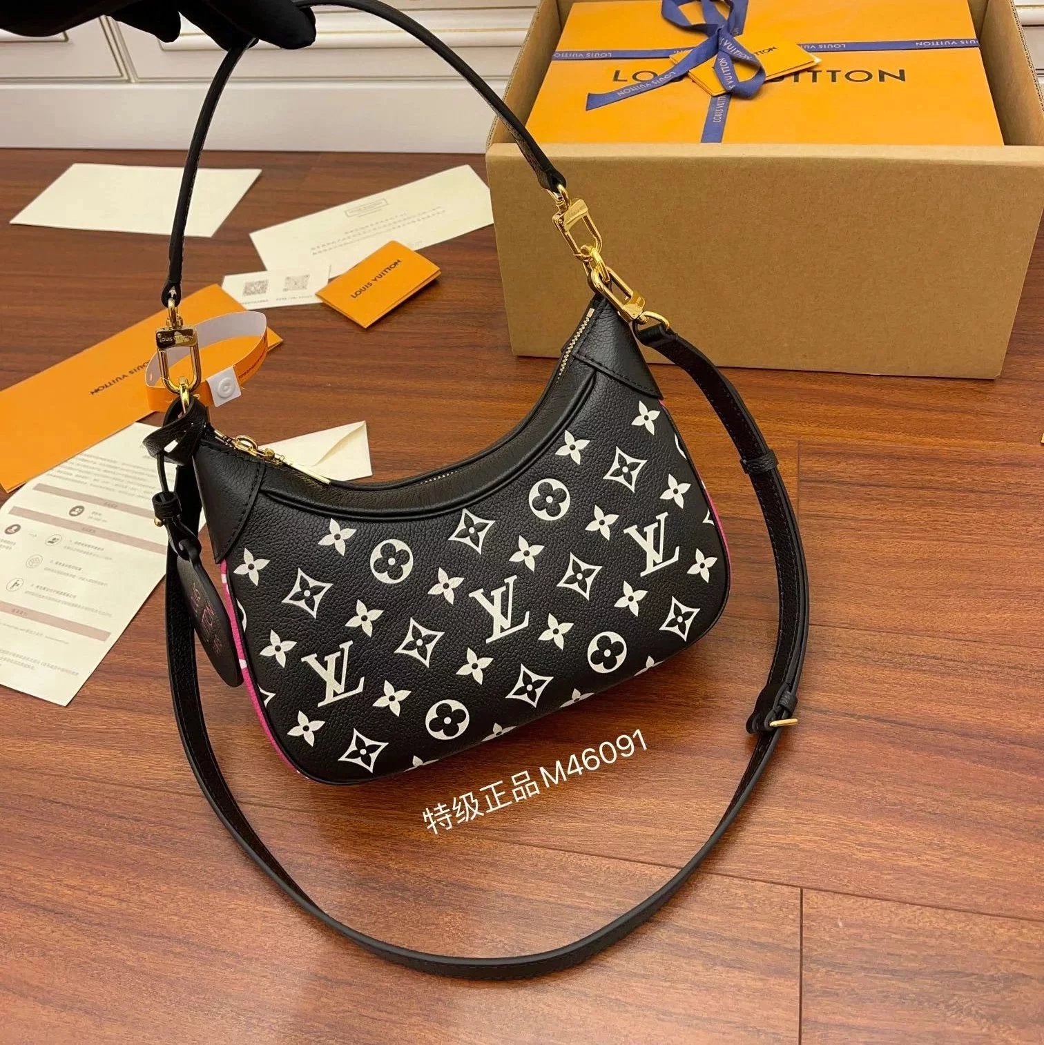 Louis Vuitton LV Women's Bag Top version 22New Bagatelle Handbag Full Leather Moon Bag Underarm Bag Vintage Bag Croissant Shoulder Messenger Bag Handle Handbag M46091M46113
