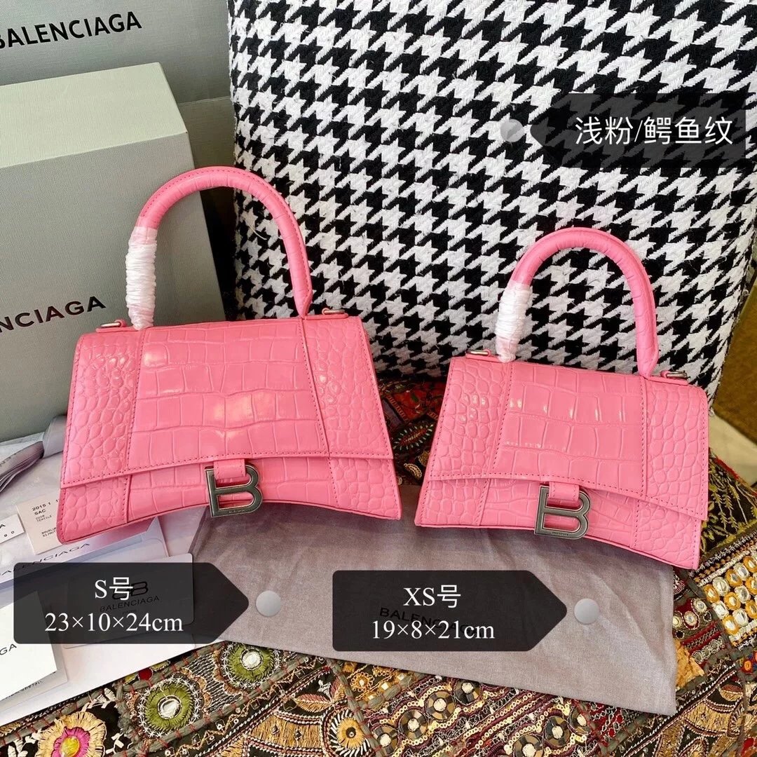 Balenciaga Bag Top version 【Level Surrogate Shopping】Hourglass Bag ahourglass Hourglass Bag Crocodile Leather Litchi Grain Cowhide XS No. S Women's Crossbody Bag