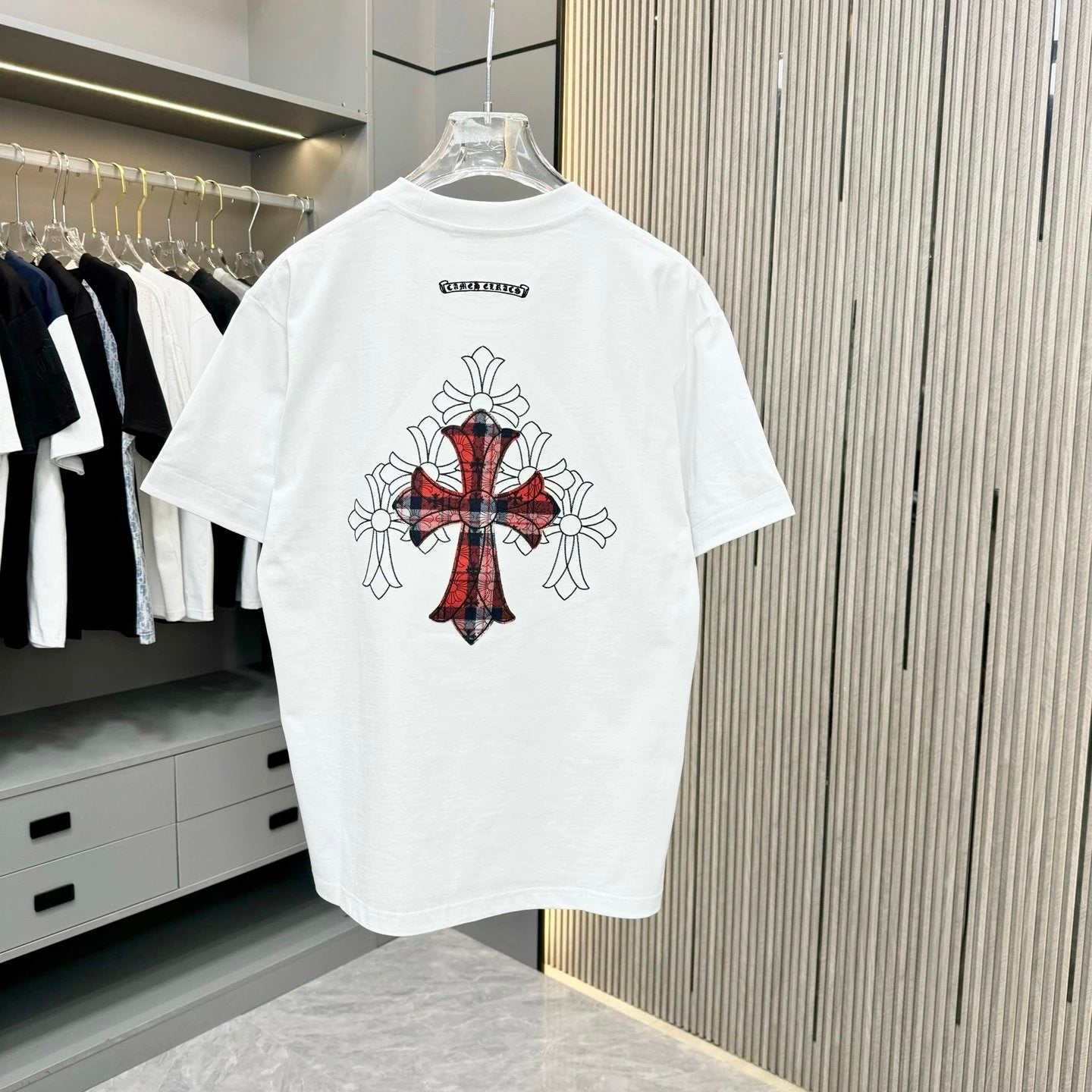Chrome Hearts T-shirt Shao Hua Patch Embroidery logo round Neck Short Sleeve25ss New Pure Cotton Unisex Style T Casual T-Shirt Base Layer Shirt OS Loose Fit Half Sleeve Top Plus Size