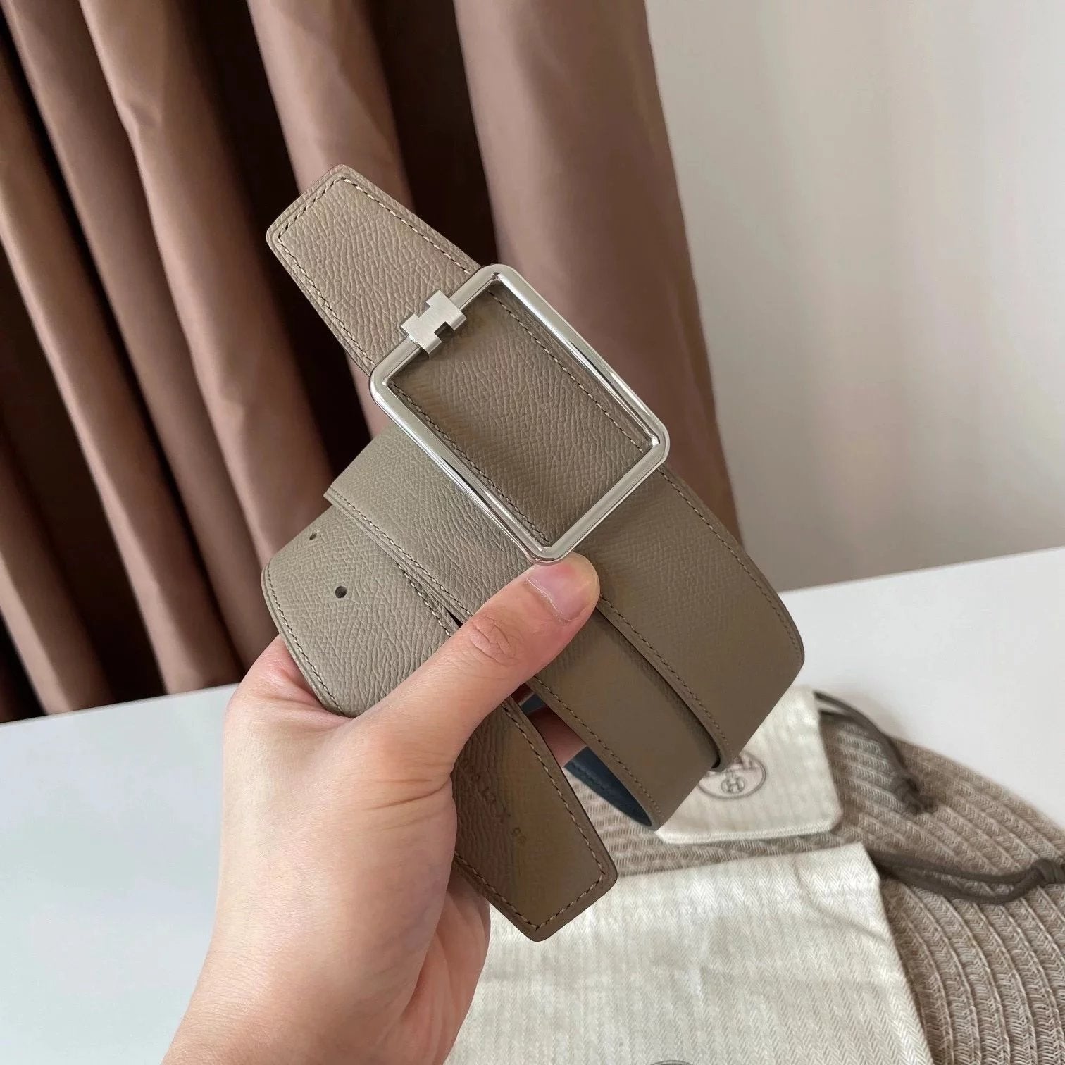 Hermes Belt Top version 【Spot High Quality】New H Buckle Men's Leather Belt Genuine Leather Head Business Man's Belt Imported First Layer Cowhide Leather Pure Steel Buckle