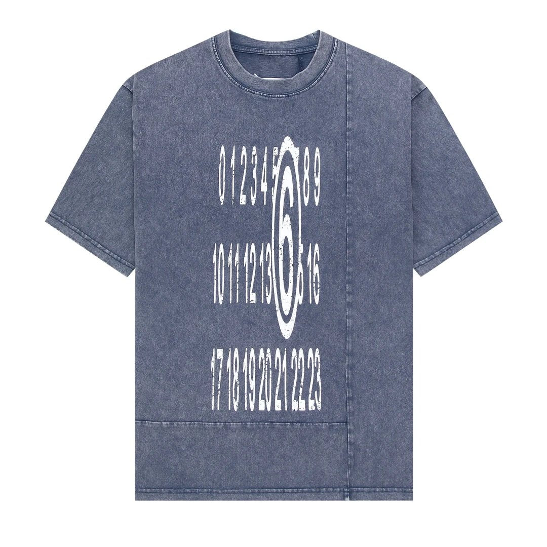 Maison Margiela T-shirt Washed Vintage Letter and Number Print logo round Neck Short Sleeve25ss New Pure Cotton Unisex Style T T-shirt OS Loose Fit Base Shirt Short Sleeve Top T-Shirt