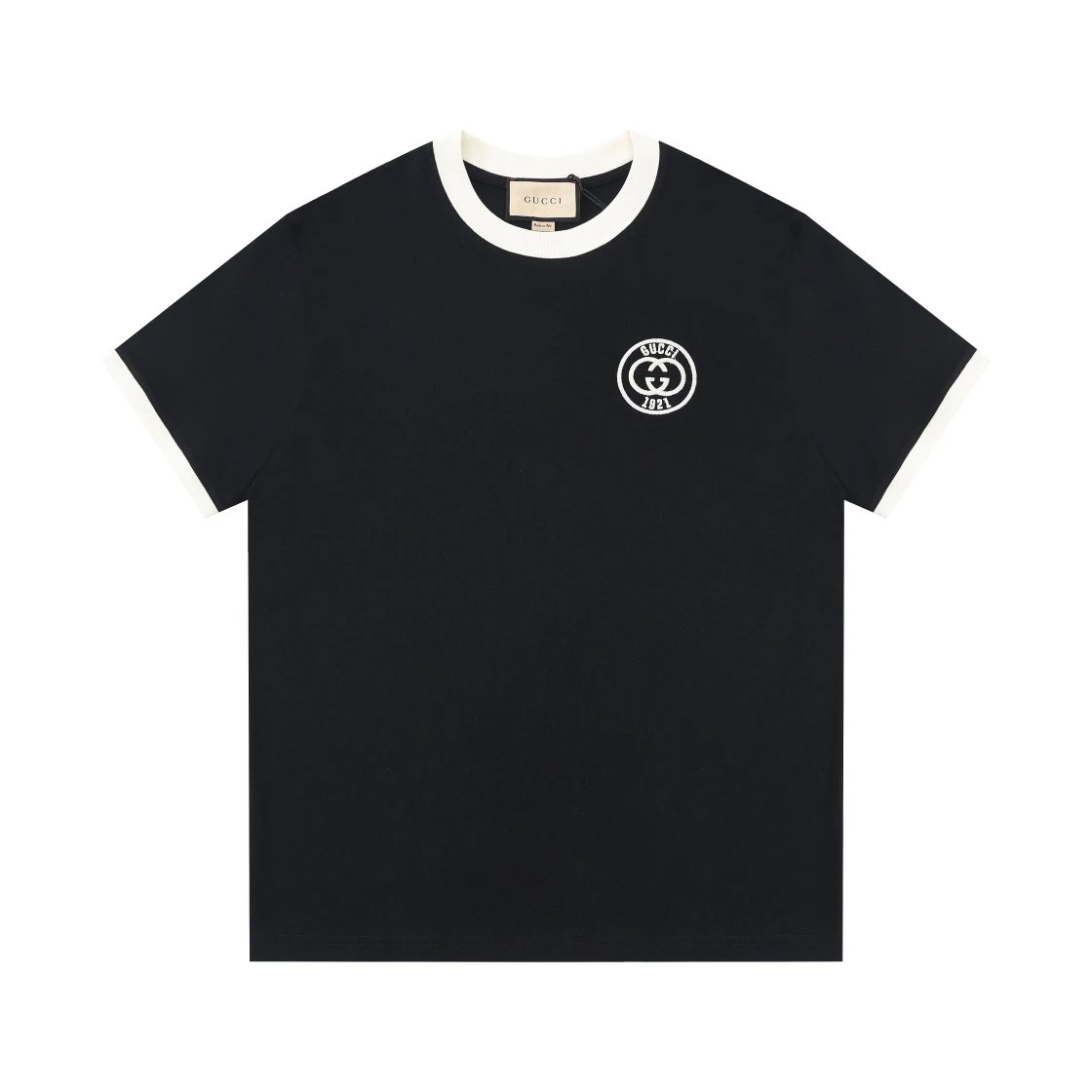 Gucci T-shirt Color Matching logo Letter Embroidered Crew Neck Short Sleeve25ss New Pure Cotton Unisex Style T T-shirt OS Loose Fit Base Shirt Top Half Sleeve T-Shirt