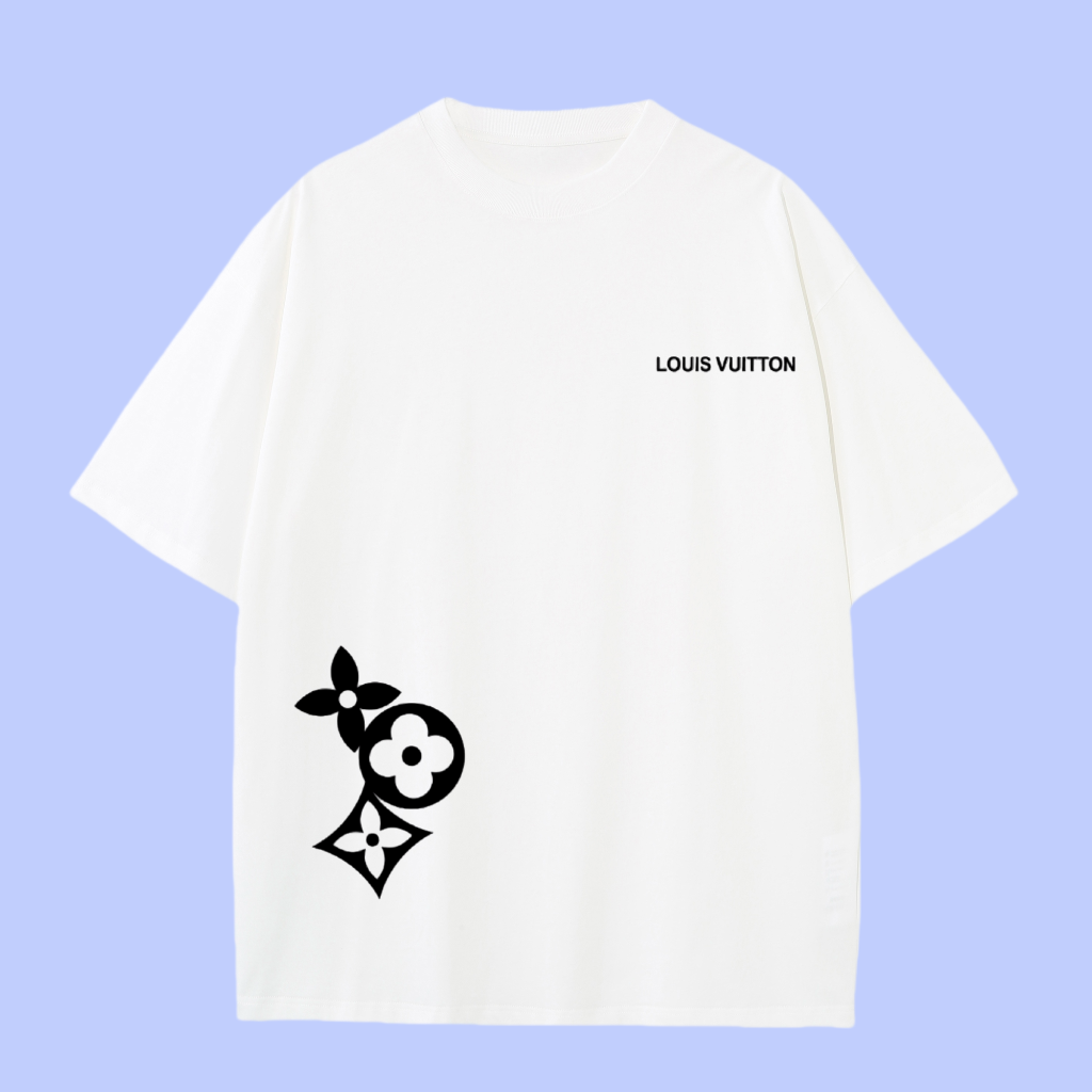 Louis Vuitton LV T-shirt Pre-printed Floral Pattern logo round Neck Short Sleeve25ss New Pure Cotton Unisex Style T T-shirt OS Loose Fit Base Shirt Top Half Sleeve T-Shirt