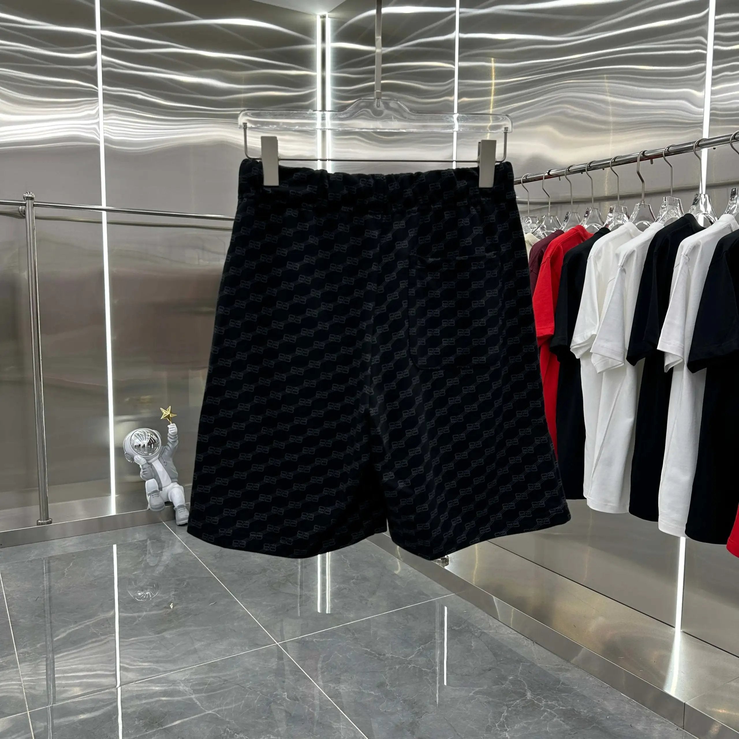 Balenciaga Shorts Full Print Double B Five-point Shorts25ss New Drawstring Casual Summer Pants5Two-in-One Casual Sweatpants for Men and Women, Pure Cotton Joggers