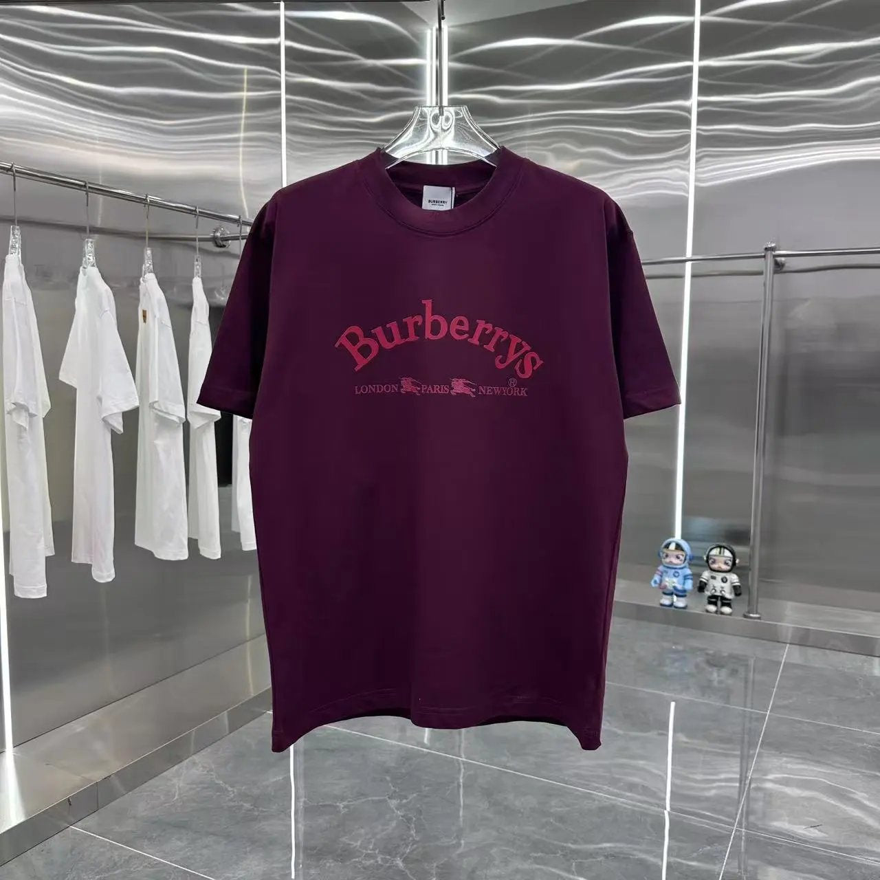 Burberry T-shirt Chest Letter Print logo round Neck Short Sleeve25ss New Pure Cotton Unisex Style T T-shirt OS Loose Fit Base Shirt Top Half Sleeve T-Shirt