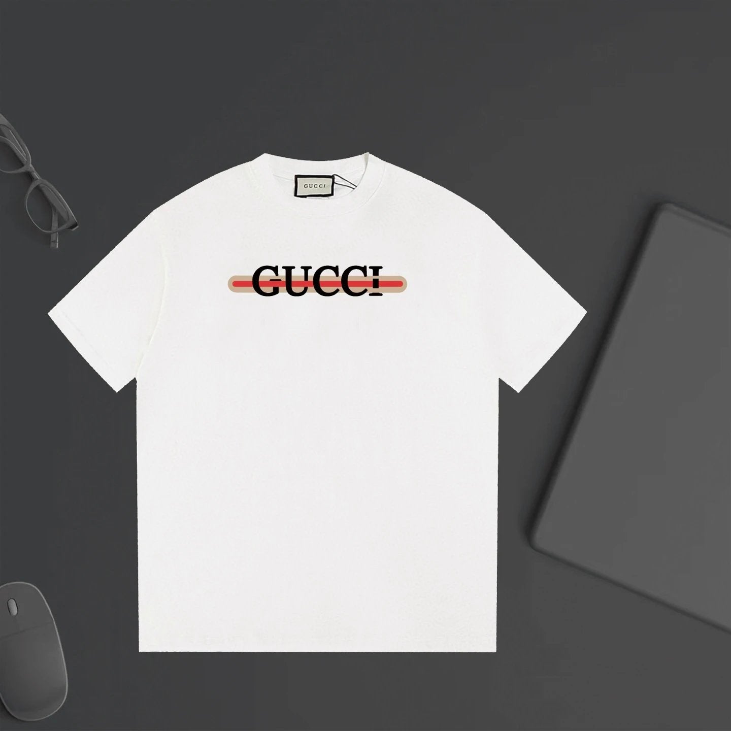 Gucci T-shirt Chest Brand Letter String Print logo round Neck Short Sleeve25ss New Pure Cotton Unisex Style T T-shirt OS Loose Fit Base Shirt Top Half Sleeve T-Shirt