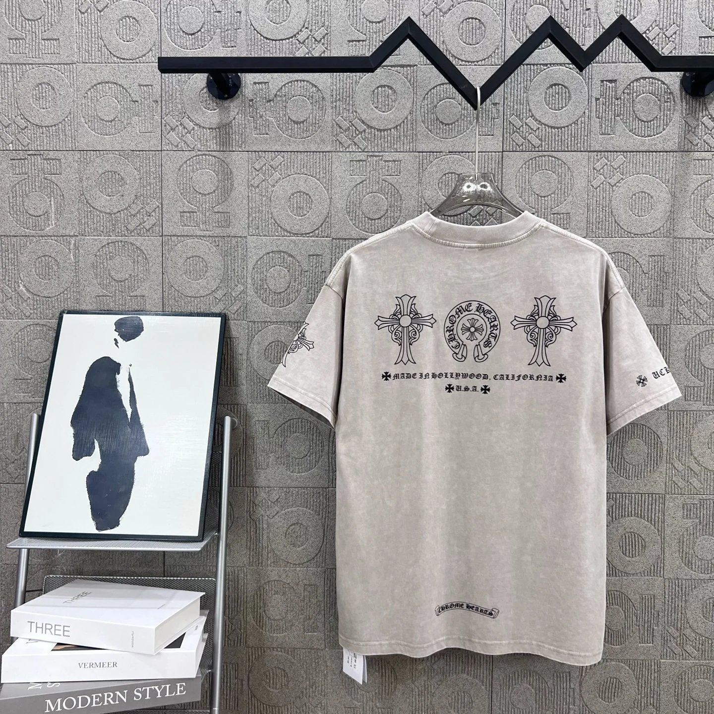 Chrome Hearts T-shirt Front and back Sanskrit letter print logo round Neck Short Sleeve25ss New pure cotton T Unisex T-Shirt OS Drop Shoulder Loose Fit Base Shirt Top T-Shirt Short Sleeve