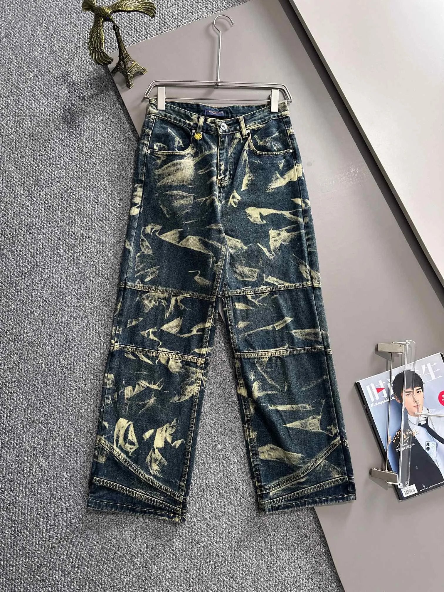 Louis Vuitton LV Jeans 25ss Spring Summer New Straight Leg Jeans Waist Adjustable Unisex Loose Fit Long Pants