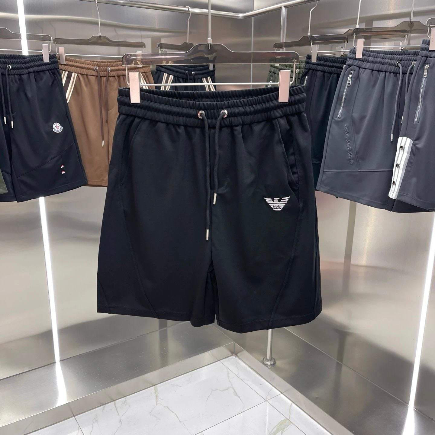 Armani Shorts Back Body Pocket Letters Printing logo Five-point Shorts25ss New Drawstring Casual Pants for Men and Women, Summer Style5Two-in-One Casual Sweatpants Pure Cotton Joggers