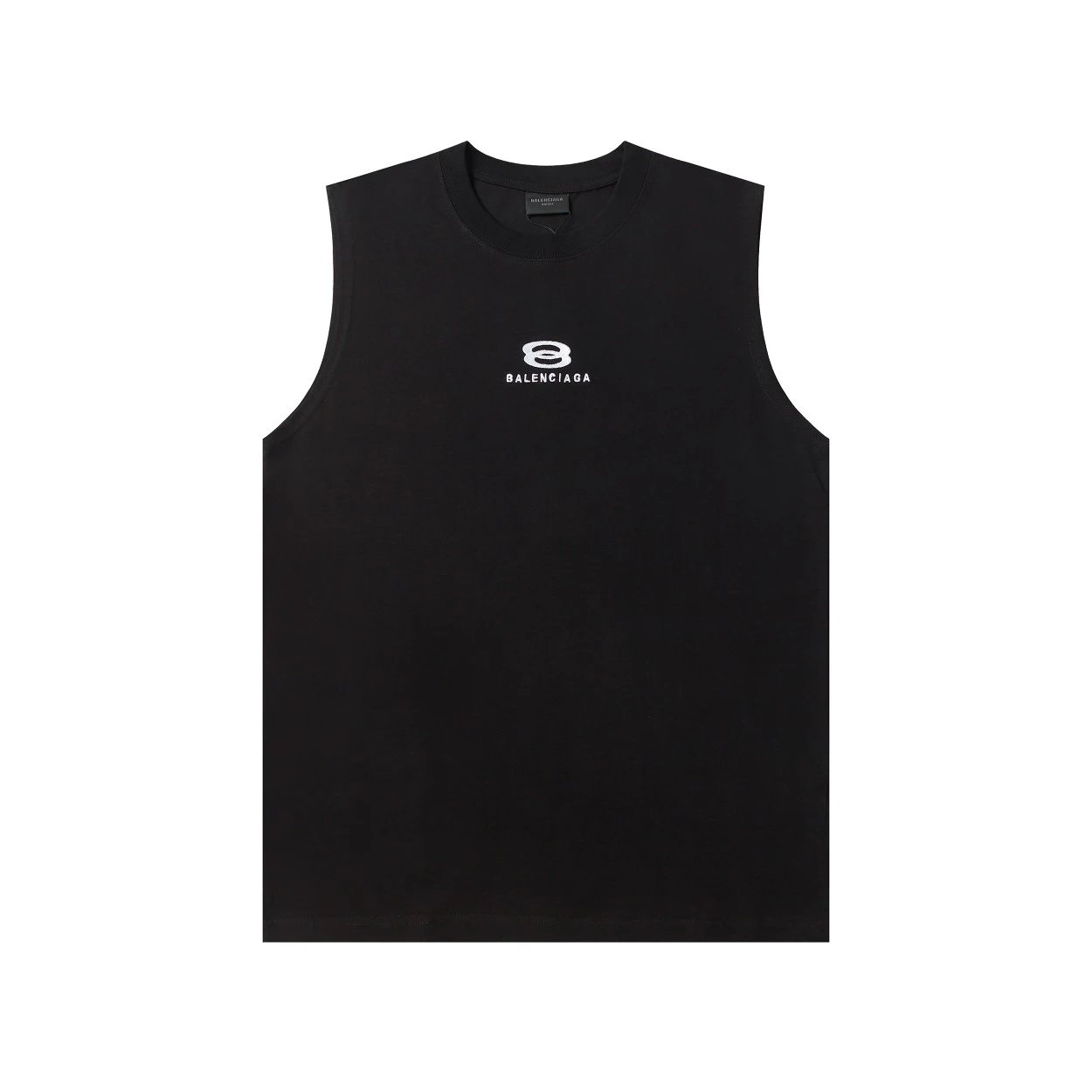 Balenciaga T-shirt Double Ring Letter Embroidery on the Chest logo Sleeveless Short Sleeve Sleeveless Vest25ss New Pure Cotton Unisex Base Shirt Top Half Sleeve T T-shirt OS Loose Fit T-Shirt