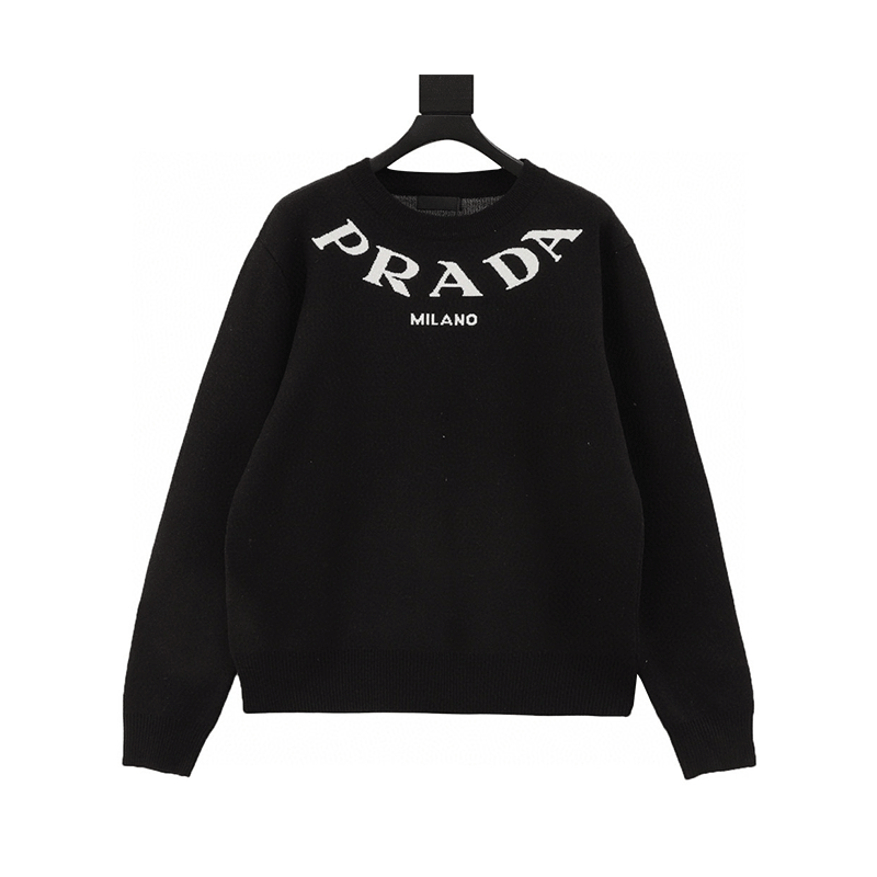 PRADA Sweater Yarn-Dyed Letters LOGO Knitted round Neck Sweater for Men and Women
