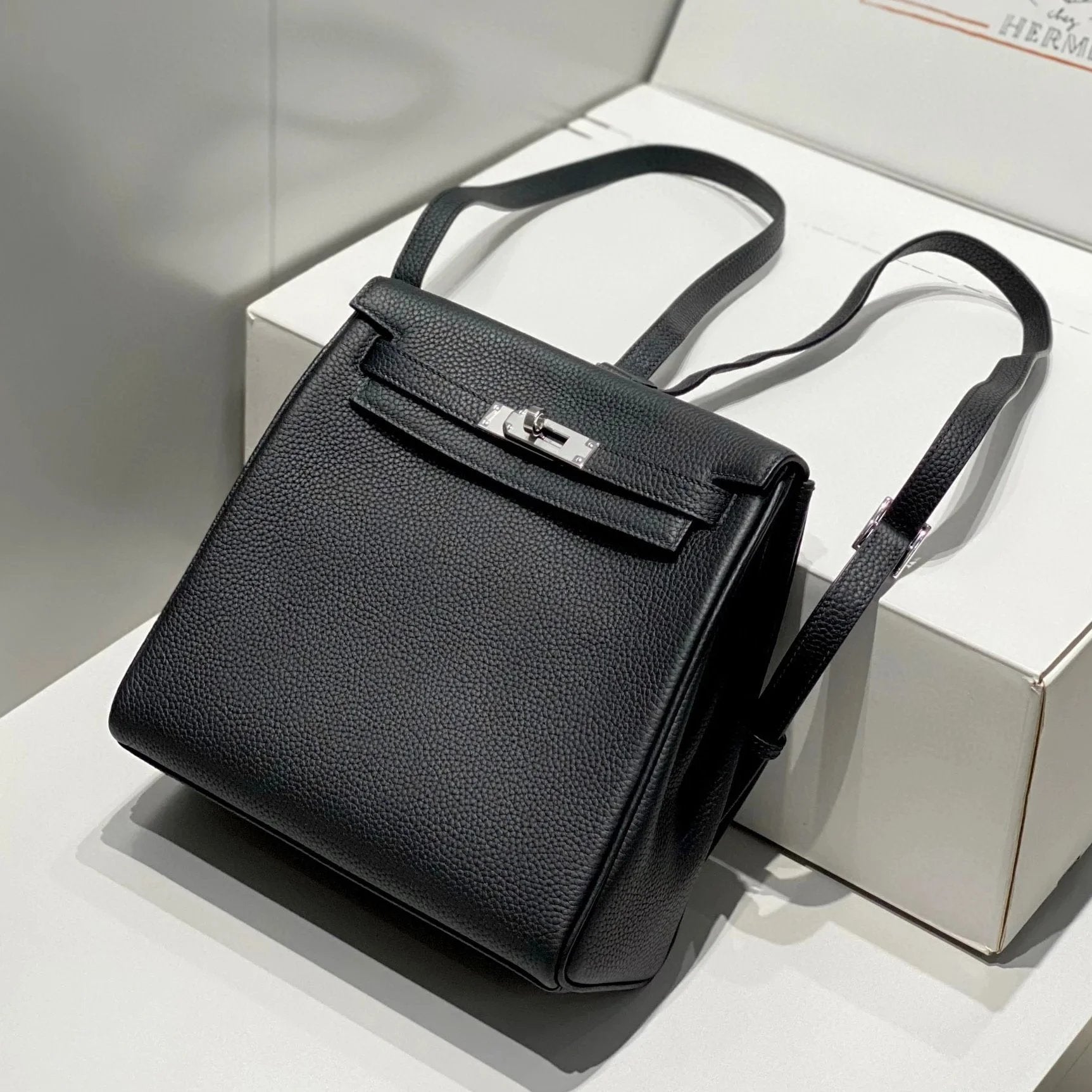 Hermes men's bag Top version 【Handmade】Herme Emma Classic Women's KellyAdo Backpack togo Leather Hand-Stitched Kelly Small Backpack22cm Shoulder Messenger Bag Portable Women's Bag Backpack Schoolbag