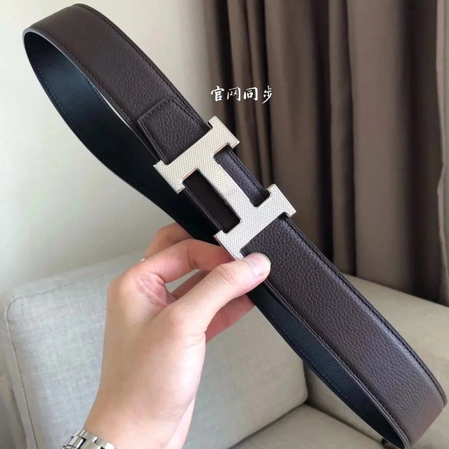 Hermes Belt Top version Men's Belt Width3.8cm Mesh H Steel Buckle Selected Double-Sided Calf Leather Double-Sided Available H Home Belt