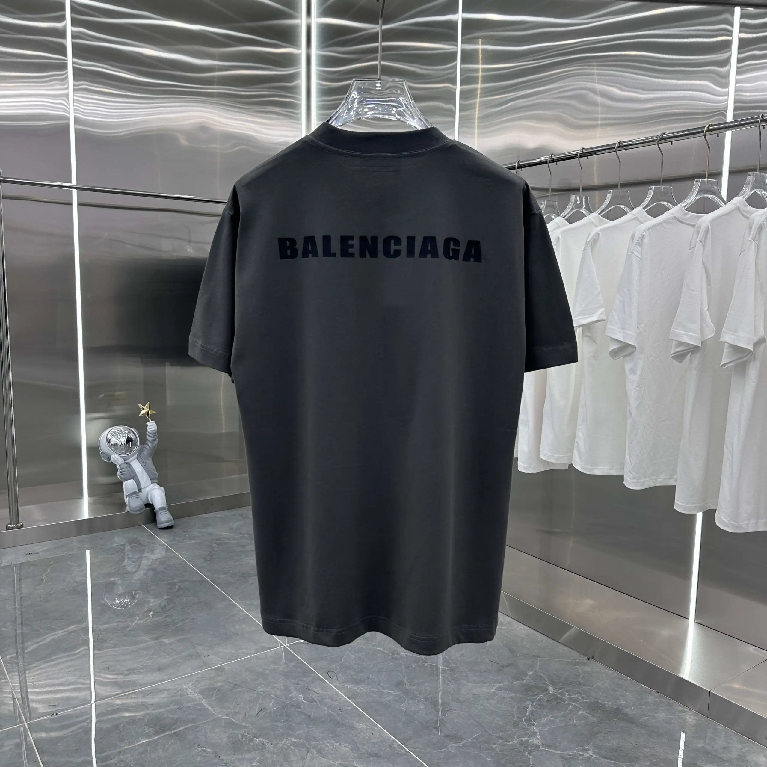 Balenciaga T-shirt Silicone Chest Engraving Mold logo round Neck Short Sleeve25ss New Pure Cotton Unisex Style T T-shirt OS Loose Fit Base Shirt Top Half Sleeve T-Shirt