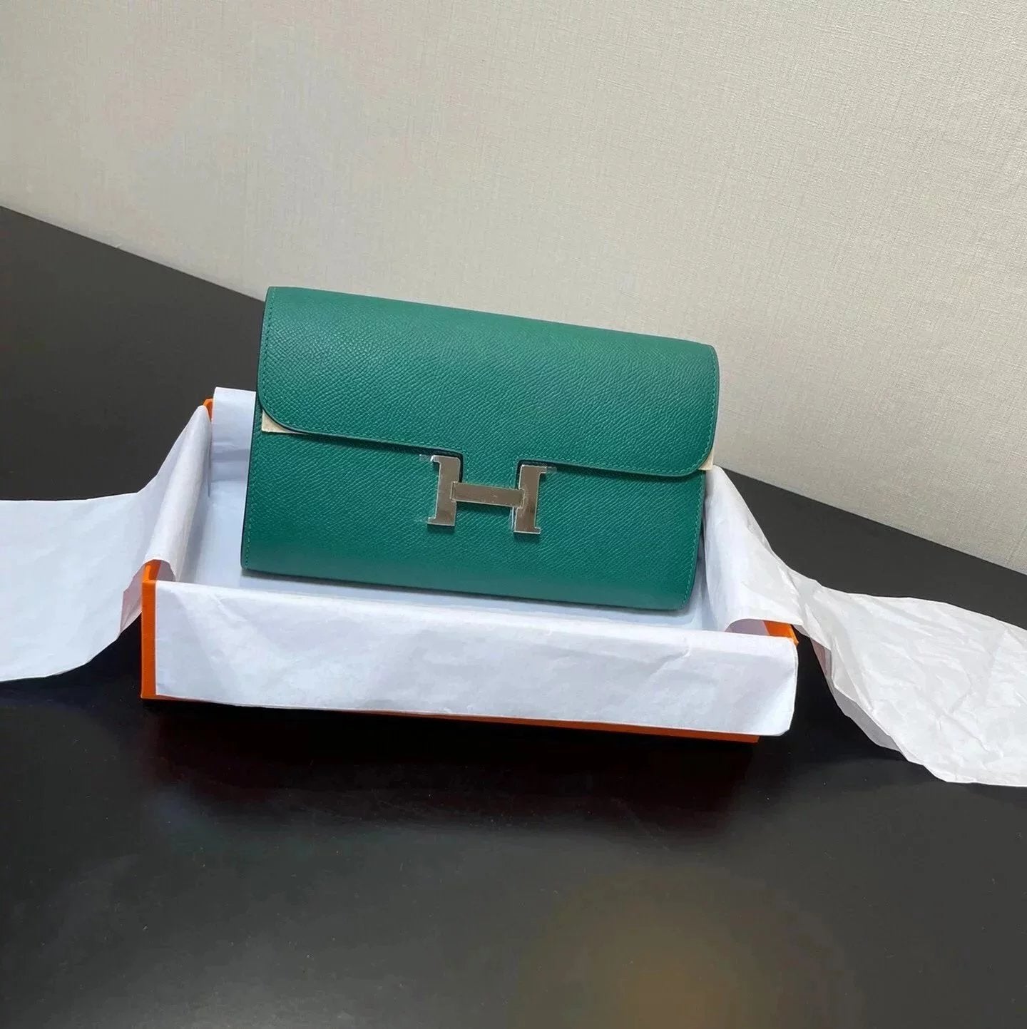 Hermes women's bag Top version New Kangkang Women's Bag epsom Leather Palm Print ConstanceToGoWoc Shoulder Crossbody Handbag Clutch Long Long Purse Wallet Dinner Bag