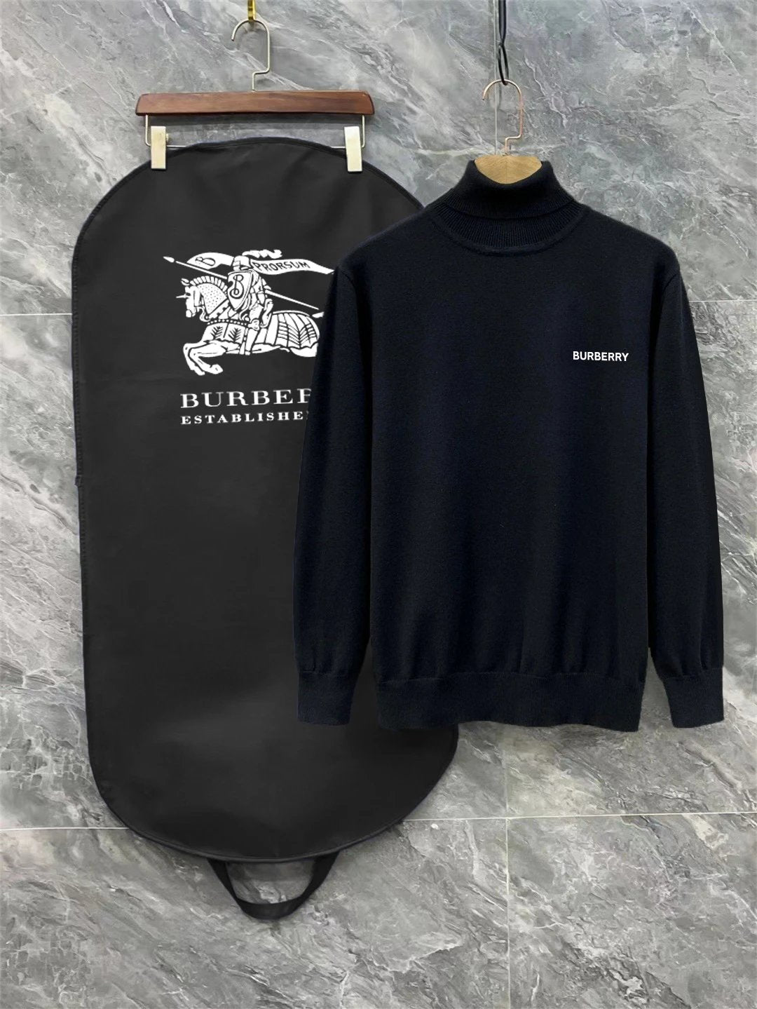 Burberry Sweater Classic Print logo Wool Blend Turtleneck Sweater Unisex Versatile Casual Coat Inner and Outer Wear