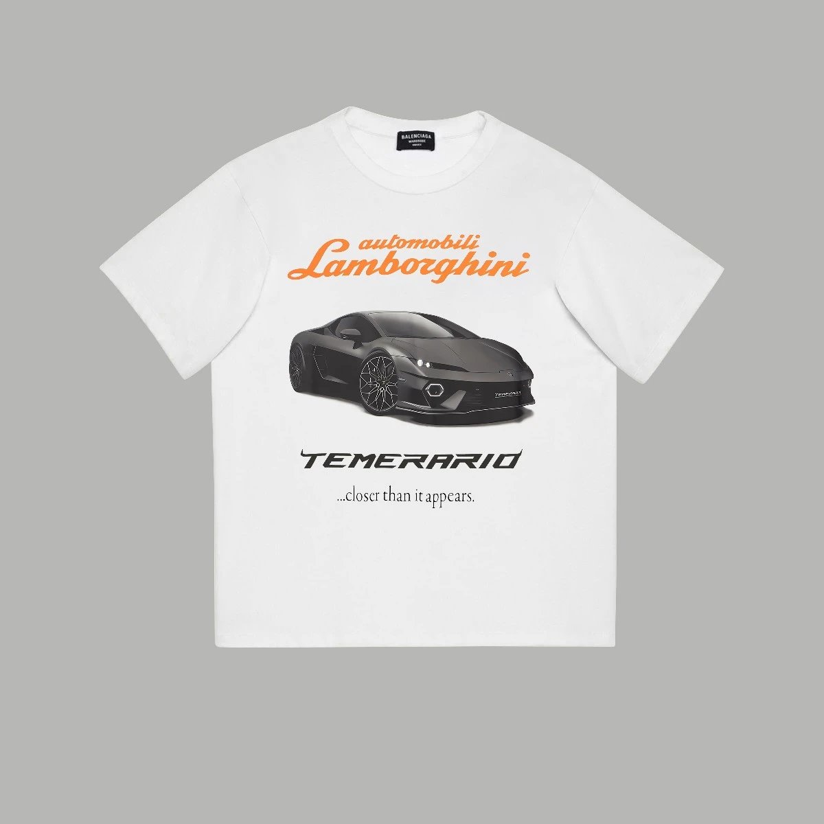 Balenciaga T-shirt 2025SS Limited Edition Lamborghini Sports Car logo Letter Printed round Neck Short Sleeve T Unisex T-Shirt