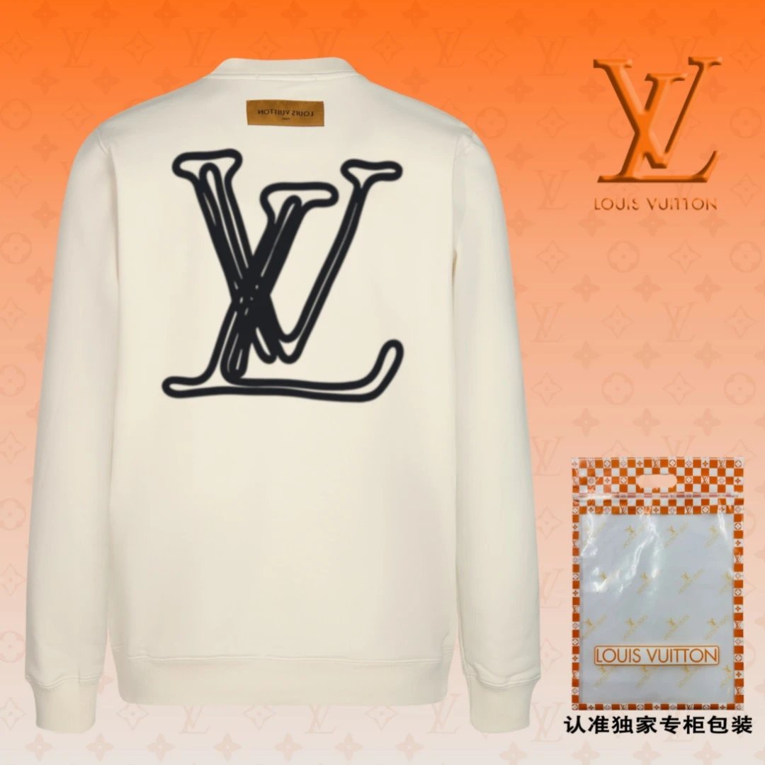 Louis Vuitton LV Hoodie Large back logo Runway Style Crewneck Sweatshirt Long Sleeve Base Shirt Jacket Top Fashion Unisex Sports Casual OS Loose Fit Versatile New Autumn Winter Collection