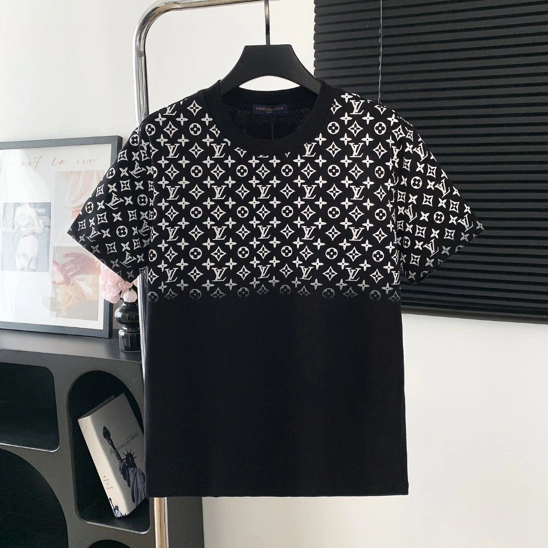 Louis Vuitton LV T-shirt Half-body Full Print Letter Jacquard logo round Neck Short Sleeve25ss New Pure Cotton Unisex Style T T-shirt OS Loose Fit Base Shirt Top Half Sleeve T-Shirt