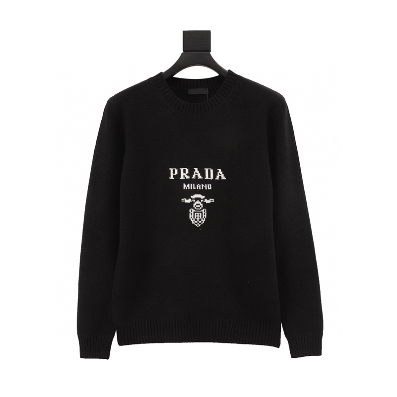 PRADA Sweater Large Jacquard Chest logo Sweater for Men and Women