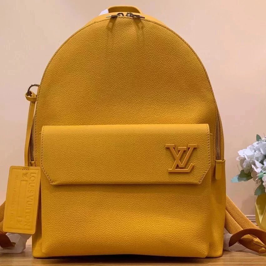 Louis Vuitton LV Backpack Top version 【Original Leather Old Factory】M57079New Men's Cowhide AEROGRAM Backpack Men's All Leather Backpack Fashion Genuine Leather Travel Backpack Lychee Pattern Calfskin Schoolbag