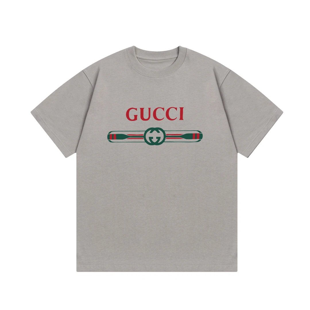 Gucci T-shirt Color-Block Belt with Letter Print logo round Neck Short Sleeve25ss New pure cotton T Unisex T-Shirt OS Loose Fit Base Shirt Top Half Sleeve T-Shirt