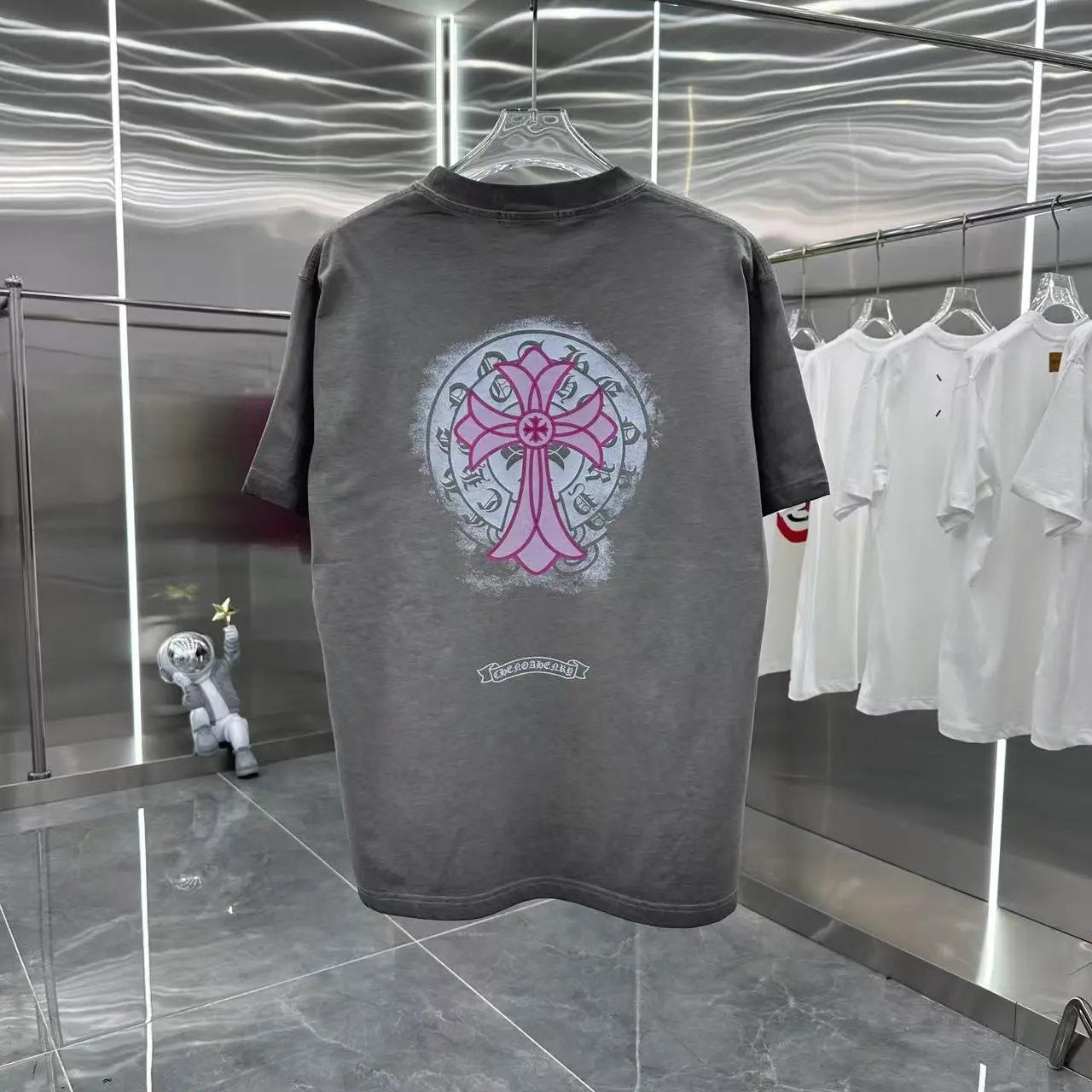 Chrome Hearts T-shirt Front and back Sanskrit print logo round Neck Short Sleeve25ss New pure cotton T Unisex T-Shirt OS Drop Shoulder Loose Fit Base Shirt Top T-Shirt Short Sleeve