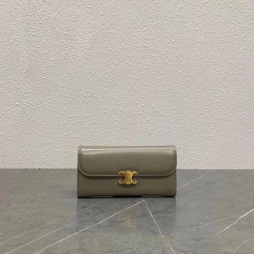 Celine Wallet Top version 【Super Original Leather】Counter Synchronous Arc De Triomphe Wallet Long Wallet Women's Handbag Clutch Purse Cowhide Leather Wallet