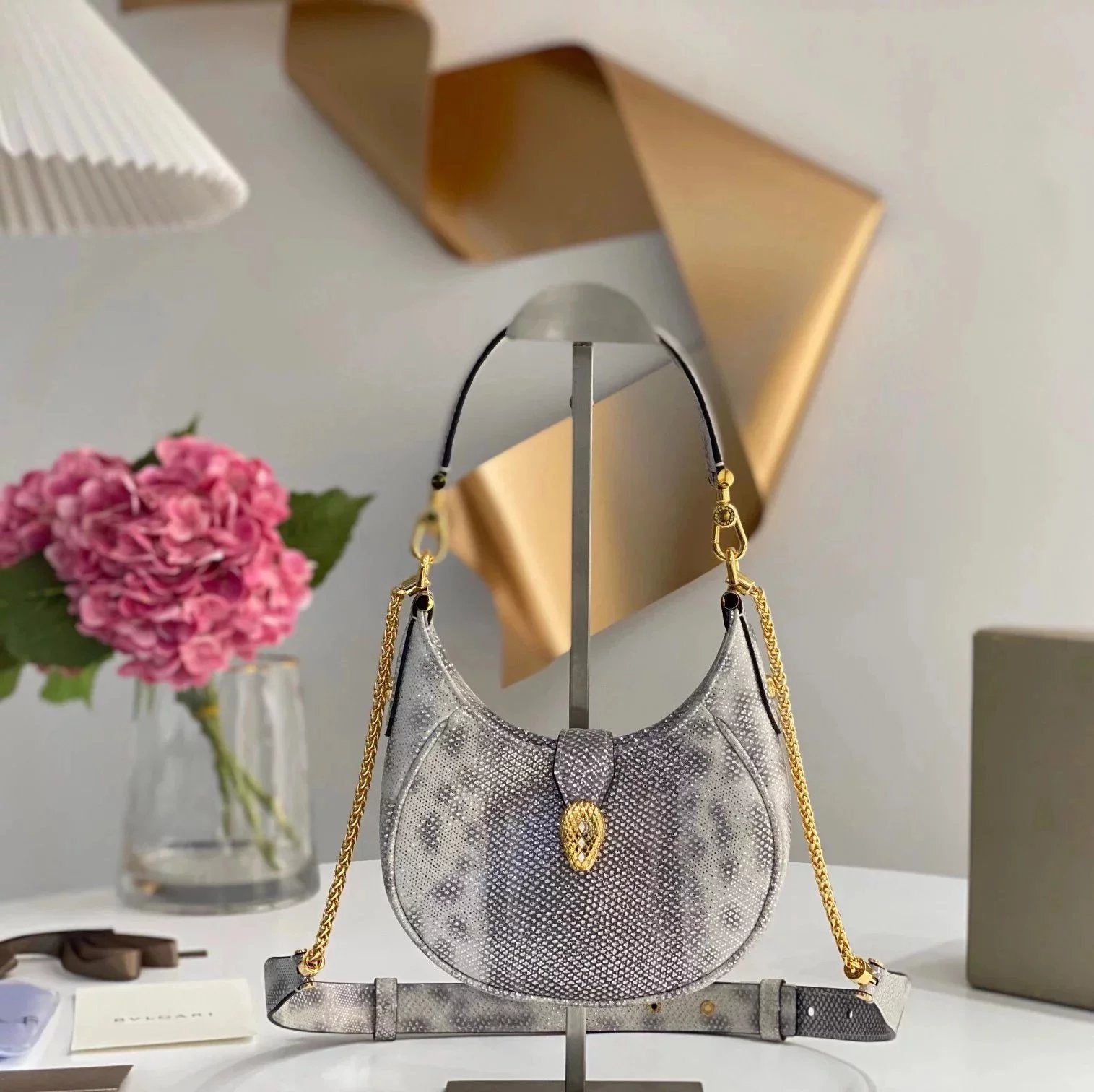 BVLGARI Bag Top version 【Original Leather】2022Spring and Summer New Women's Bag BVLGARI”Crossbody Bag Underarm Bag Blue Brand New SERPENTIELLIPSE Series hobo Bag Small Size Crossbody Bag Shoulder Bag Handbag Underarm Bag Cattle Leather Bag