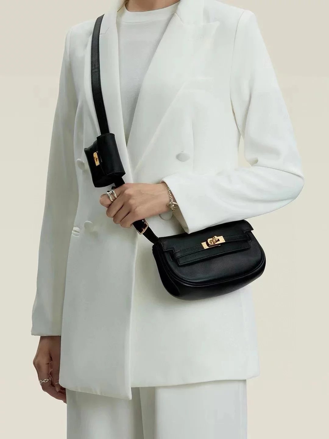 Hermes women's bag Top version Original Leather Custom Handmade Stitching Surrogate Shopping Level24New kellymoove Waist Bag Swift Women's Leather Shoulder Crossbody Chest Bag