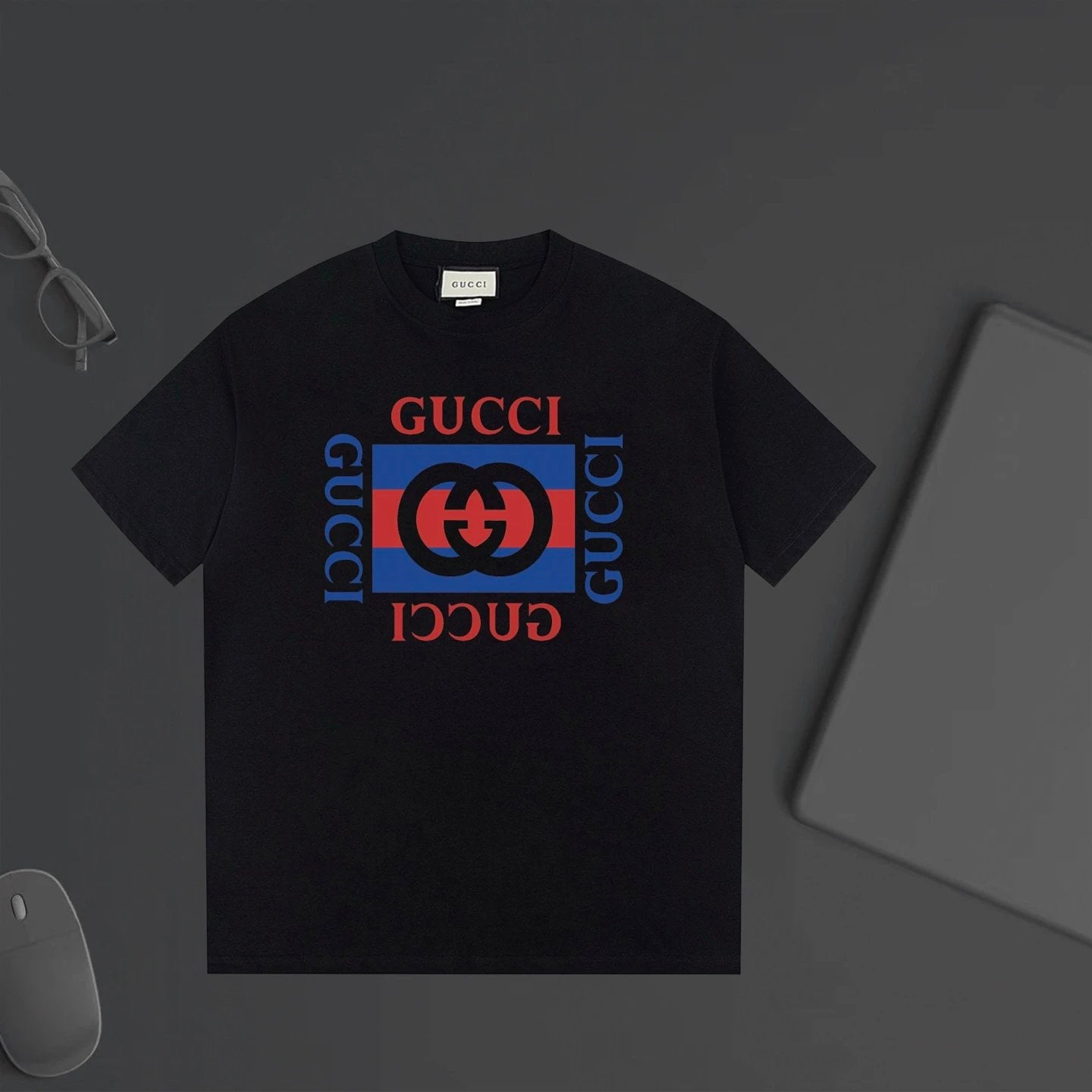 Gucci T-shirt Square Double Chest G Printing logo round Neck Short Sleeve25ss New Pure Cotton Unisex Style T T-shirt OS Loose Fit Base Shirt Half Sleeve T-Shirt Top Half Sleeve