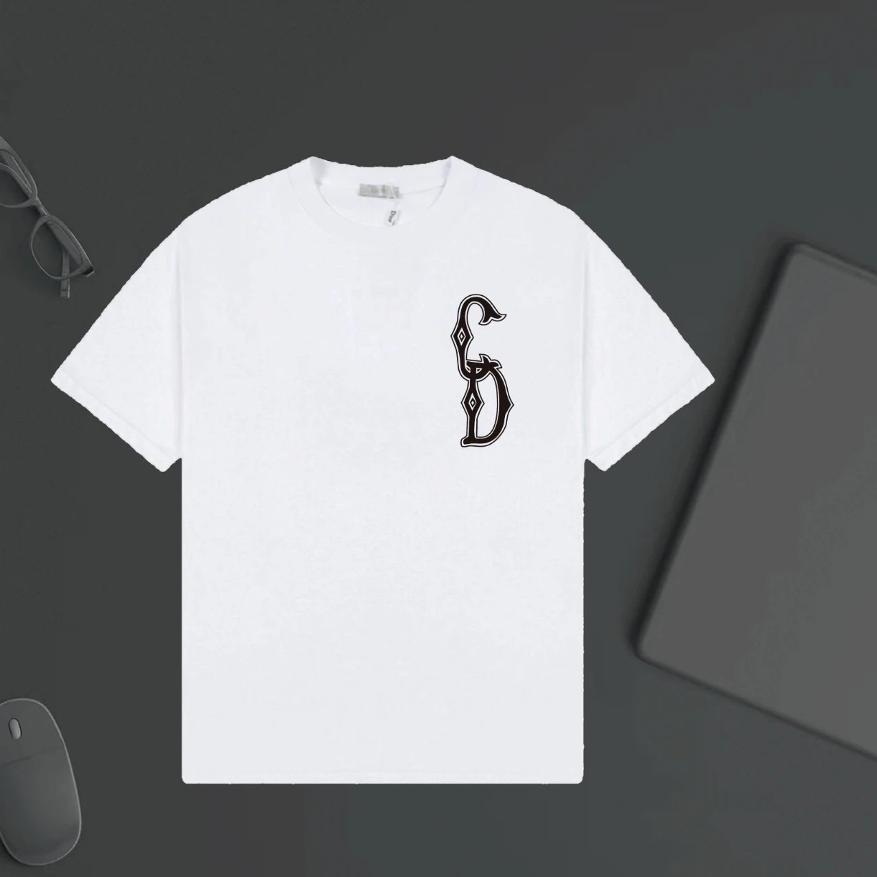 Dior T-shirt Chest CD Letter Printing logo round Neck Short Sleeve25ss New pure cotton T Unisex T-Shirt OS Drop Shoulder Loose Fit Base Shirt Top T-Shirt Short Sleeve