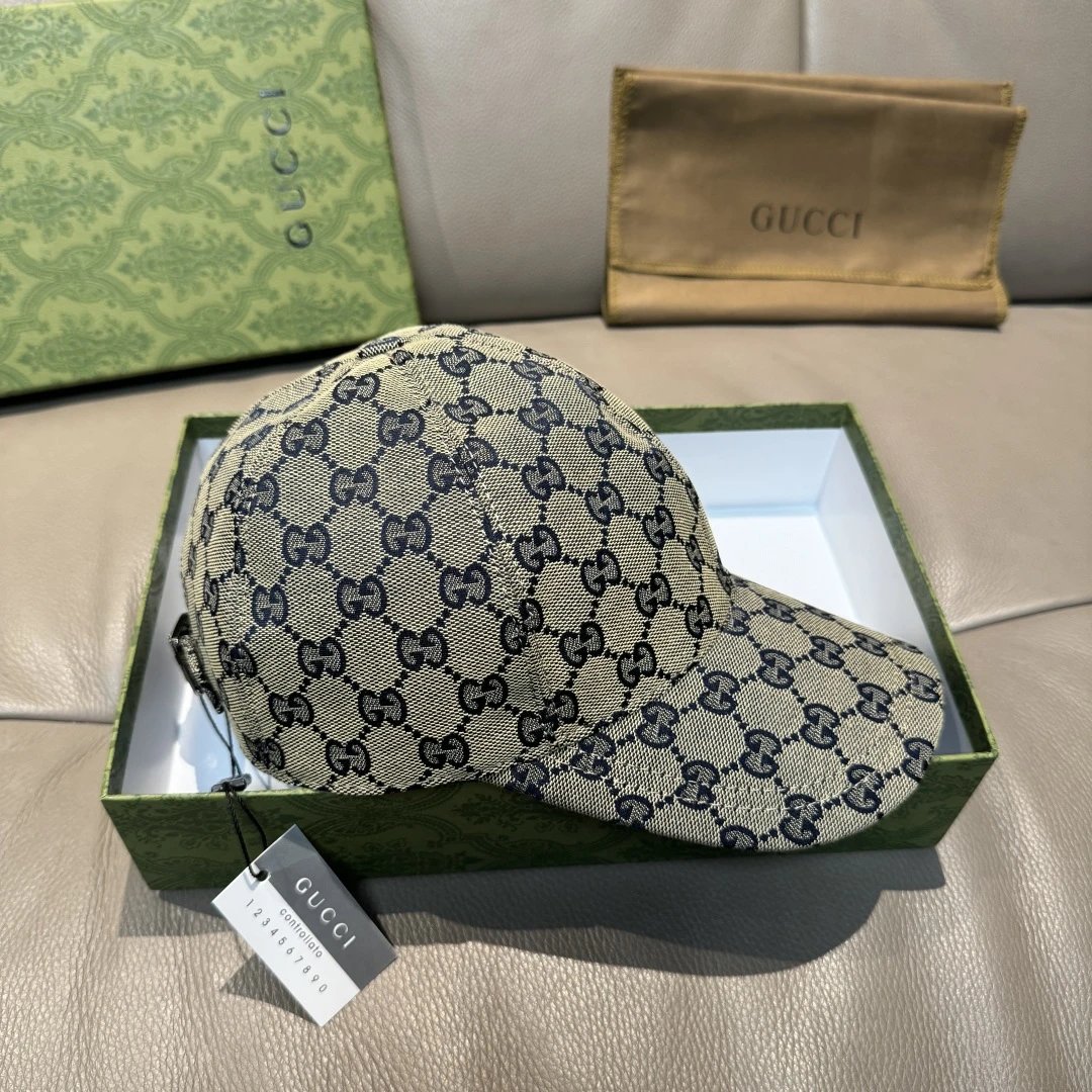 Gucci Hat Full Jacquard Print logo Baseball Cap Sunshade Sun Protection Duckbill Cap Unisex Couple Style Large Head Circumference Slimming Face Curved Brim Versatile Sports Hat