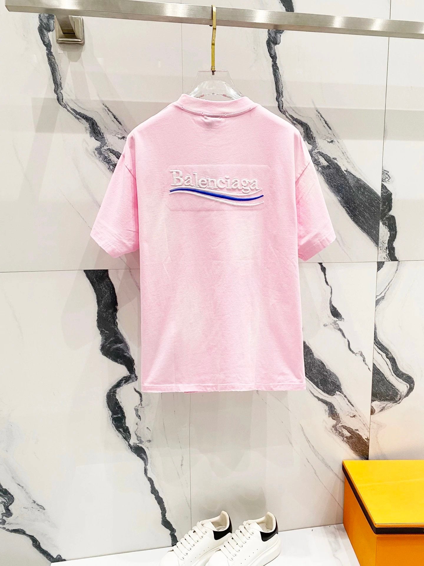 Balenciaga T-shirt Front and Back Wave Cola Letter Embroidery logo round Neck Short Sleeve25ss New pure cotton T Unisex T-Shirt OS Loose Fit Base Shirt Top Half Sleeve T-Shirt