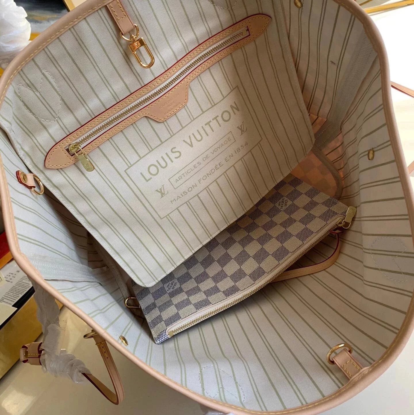 Louis Vuitton LV Women's Bag Top version Medium32cm Handbag Shopping Bag Presbyopic Chessboard Plaid Black Plaid White Plaid