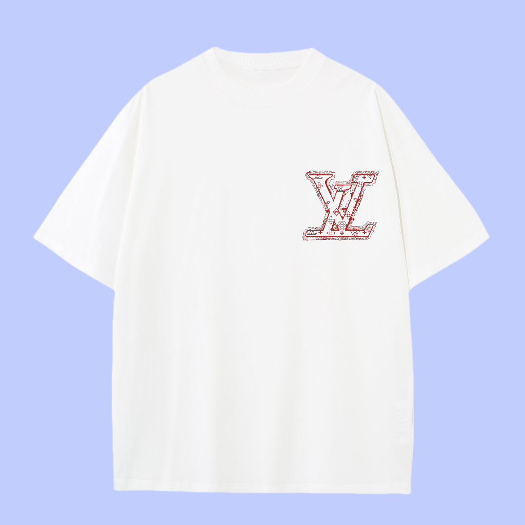 Louis Vuitton LV T-shirt Red brand print on the chest logo round Neck Short Sleeve25ss New pure cotton T Unisex T-Shirt OS Loose Fit Base Shirt Top Half Sleeve T-Shirt