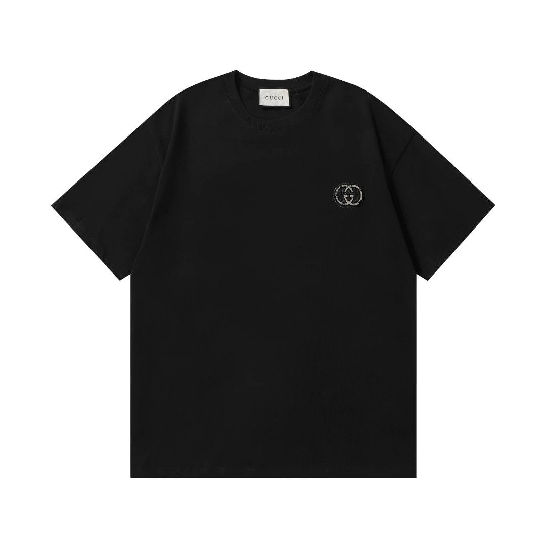 Gucci T-shirt Double G Alphabet Towel Embroidery Logo Logo Crew Neck Short Sleeve25ss New Pure Cotton Unisex Style T T-shirt OS Loose Fit Base Shirt Short Sleeve T-Shirt Top