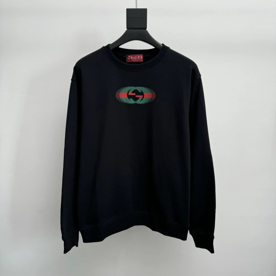 Gucci Hoodie Five-Row Letter Print Crewneck Sweatshirt Casual Loose Fit Pure Cotton Terry Pullover Sportswear Top Unisex24ss Autumn and Winter New Products
