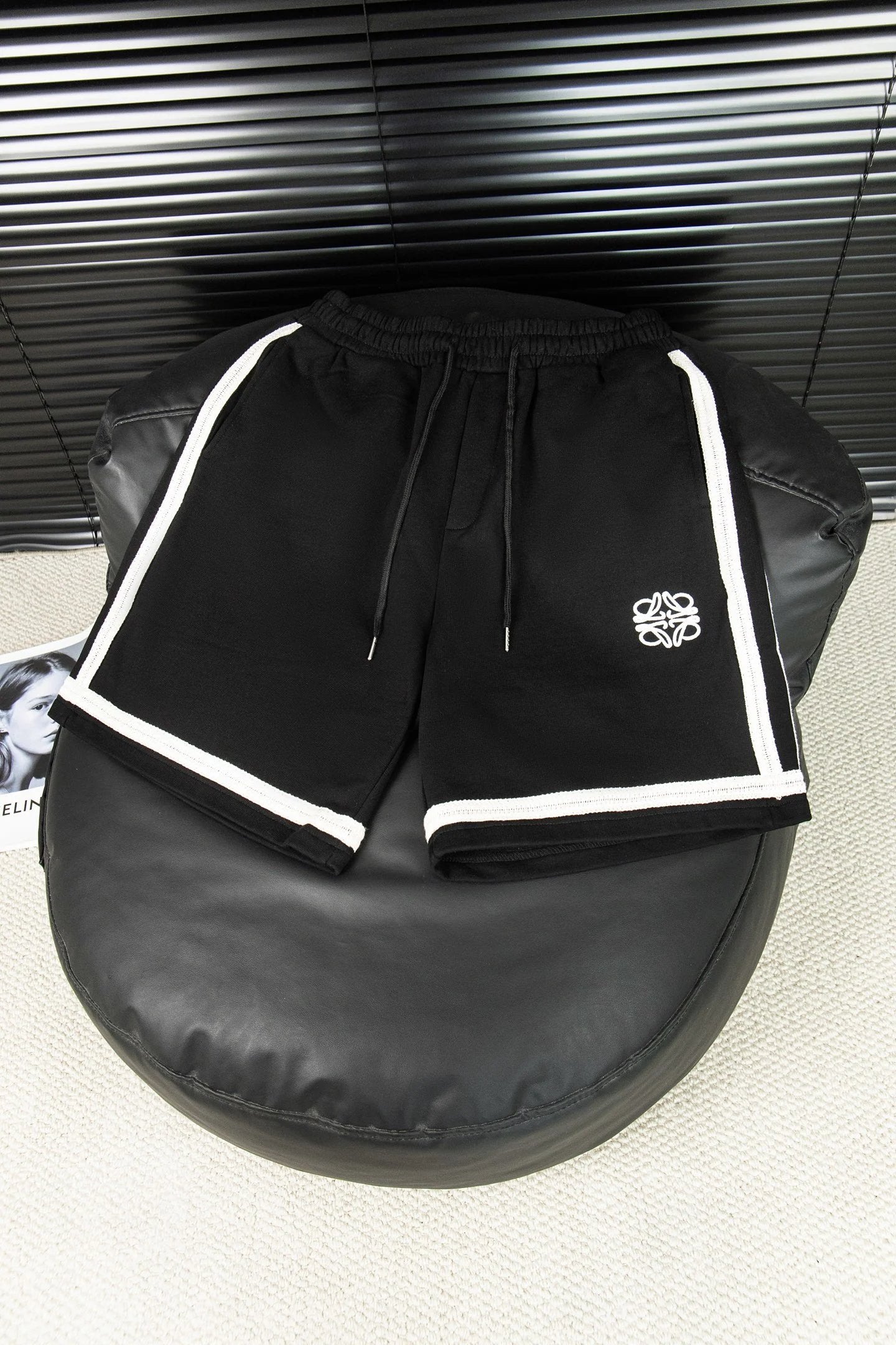 LOEWE Shorts Patchwork Ribbon Embroidery logo Five-point Shorts25ss New Drawstring Casual Summer Pants5Two-in-One Casual Sweatpants for Men and Women, Pure Cotton Joggers