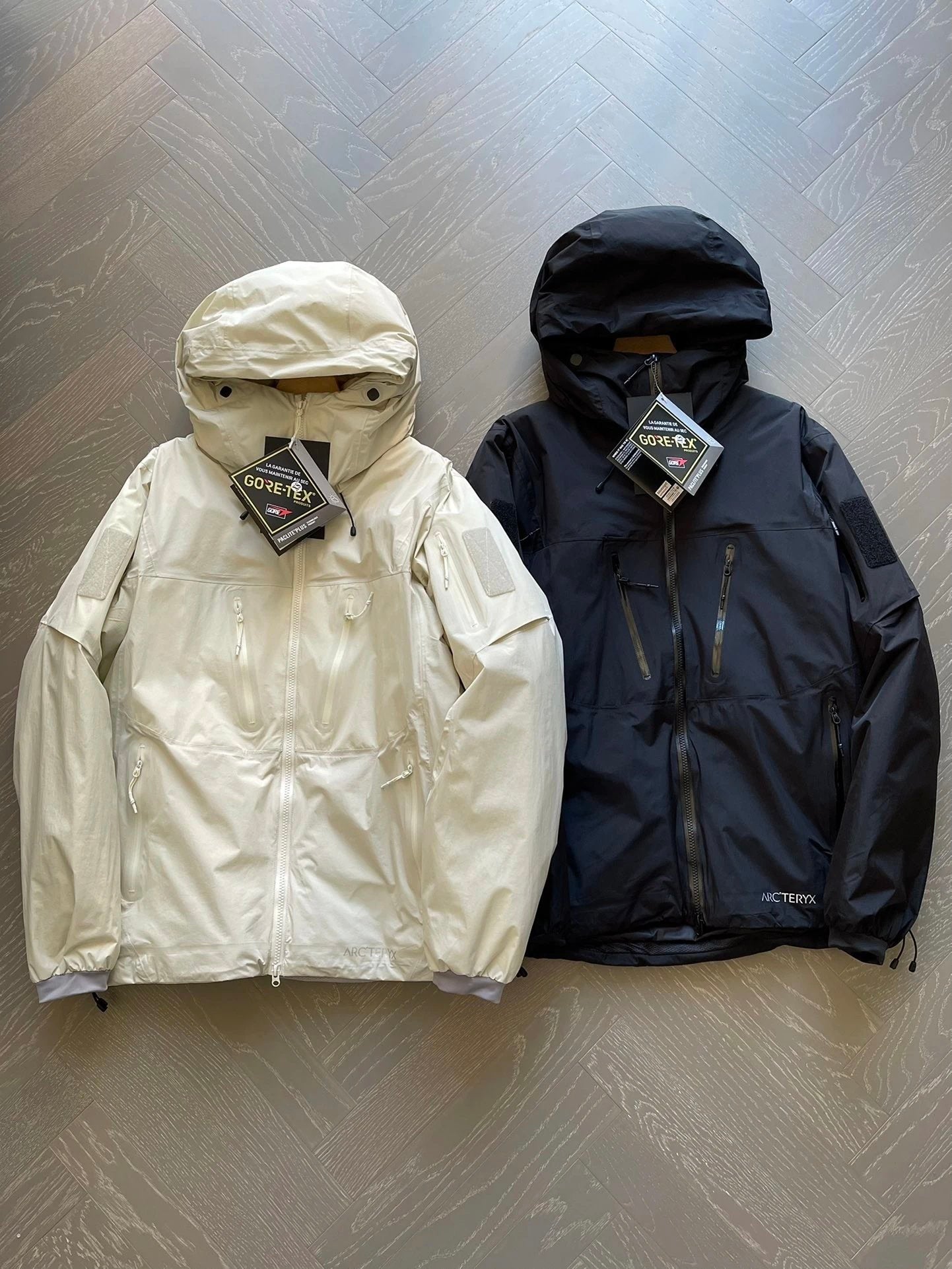 Arc'teryx Jackets Multi-pocket Color-blocking Outdoor Jacket Hooded Down Jacket Unisex Fluffy Hooded Long-sleeve Puffer Jacket Winter Thickened Warm Coat Loose Versatile Fashion